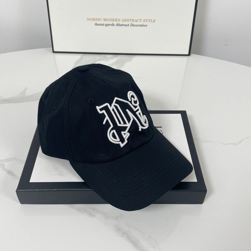 Palm Angels hats flame alphabet palm tree embroidered distressed baseball cap