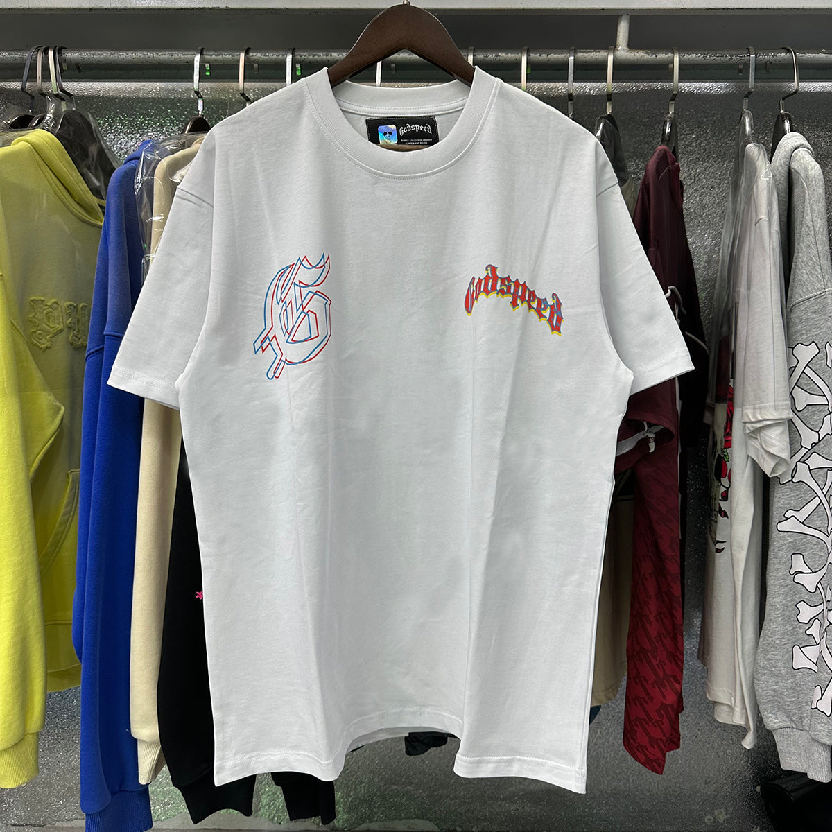 Godspeed T-shirts Great Western Skull Denim Cactus Print Cotton Casual Short Sleeve Men and Women