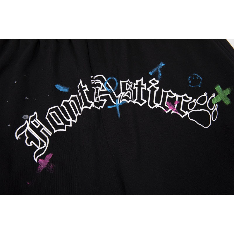 Gallery Dept Shorts Hand Painted Splash Ink Graffiti Alphabet Casual Shorts