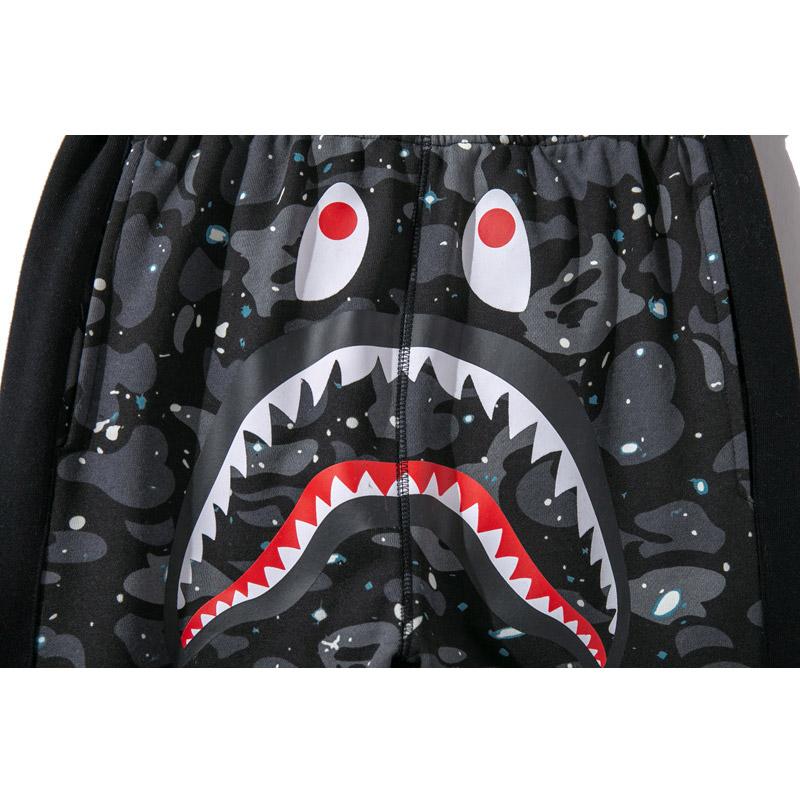 Bathing Ape Pant Shark Head Print Luminous Starry Sky Trousers Men's and Women's Casual Pants Sweatpants
