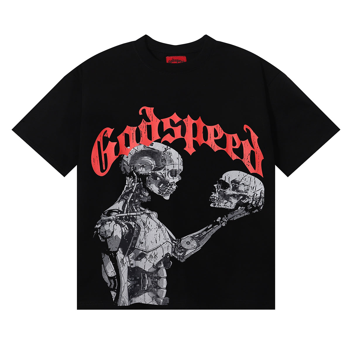 Godspeed T-shirts Technology Gaze Skull Printing Cotton Casual Short Sleeve Men and Women
